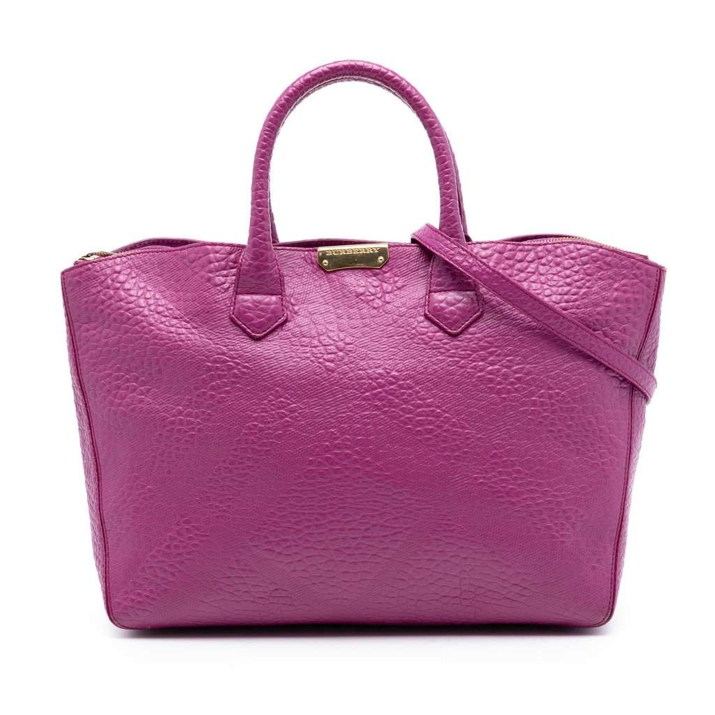Burberry Embossed Leather Dewsbury Satchel Purple Leather Very good condition - Front View
