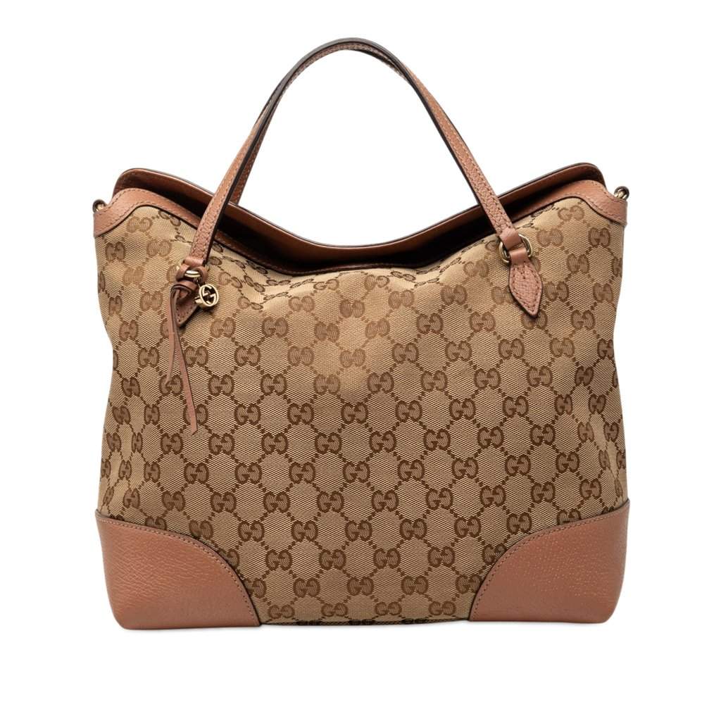 Gucci Medium GG Canvas Bree Fold Over Tote Beige Very good - Front View