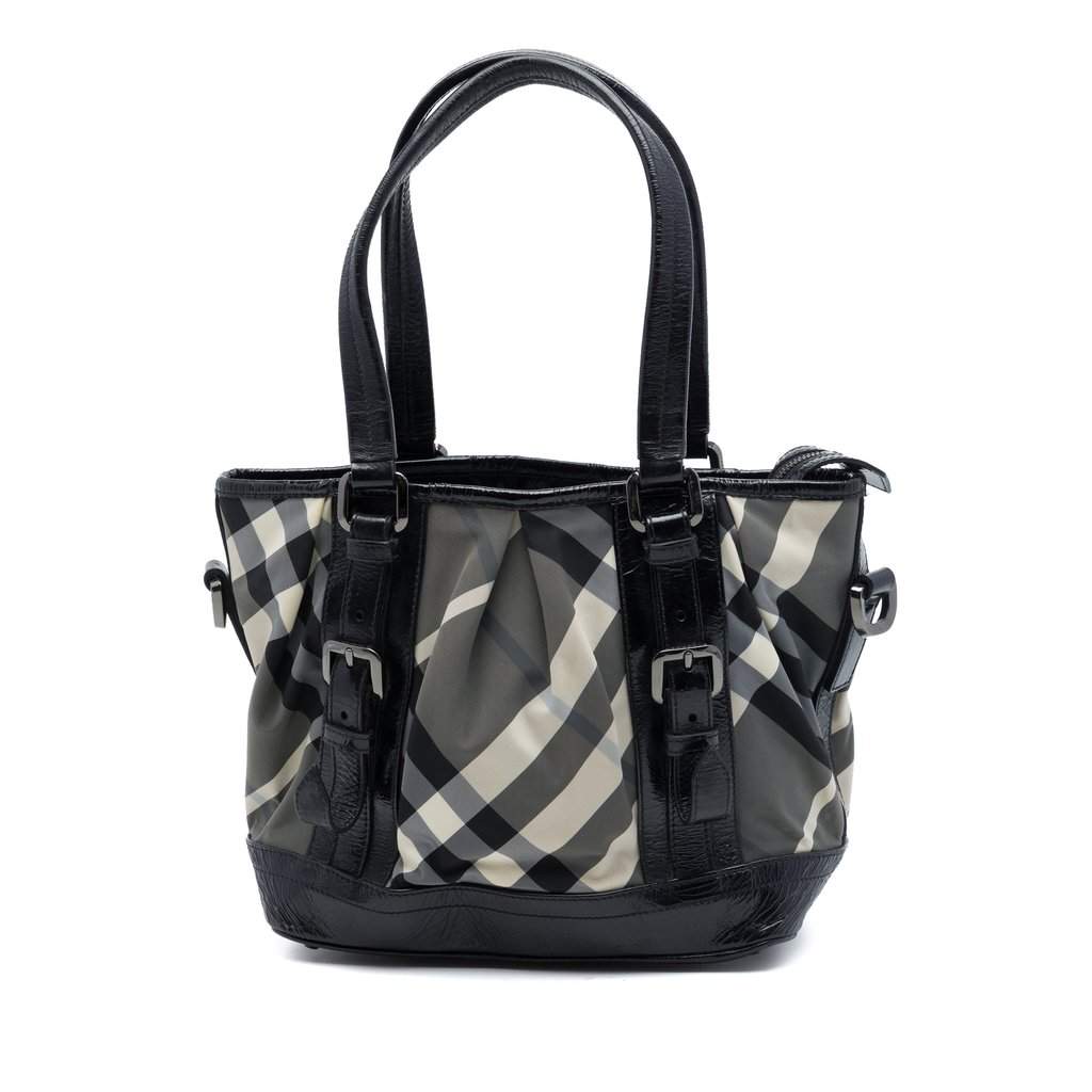Burberry Beat Check Nylon and Patent Lowry Satchel MultiColor Very good - Front View