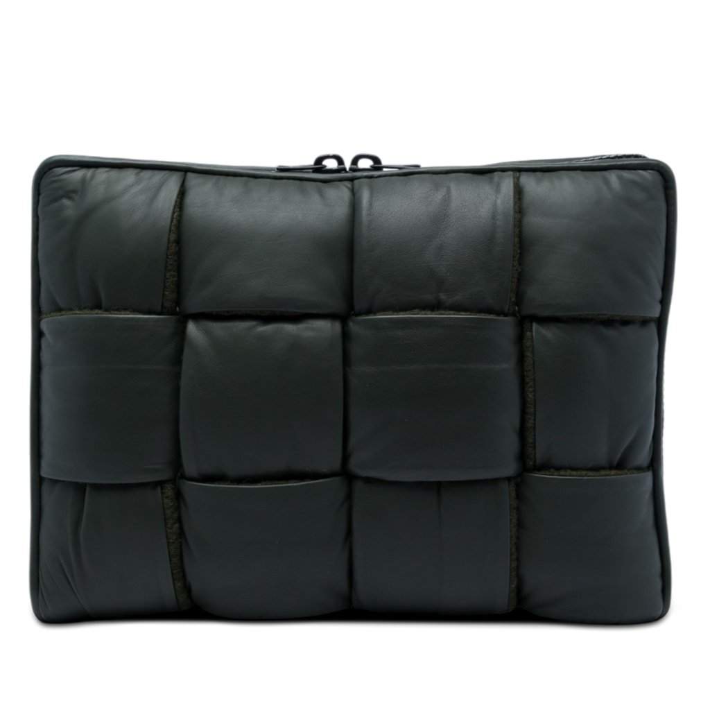 Bottega Veneta Maxi Nappa Intrecciato Padded Laptop Case Gre