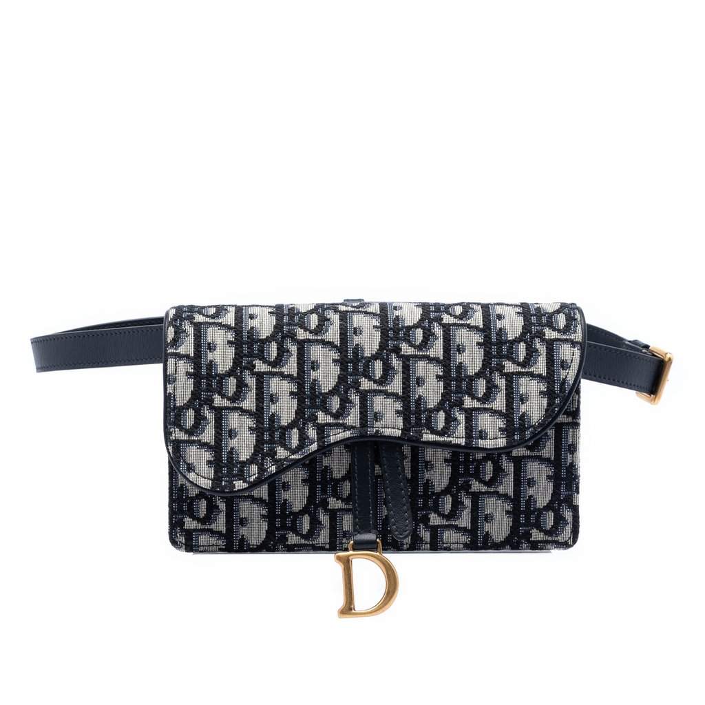 Dior Oblique Canvas Saddle Belt Bag Blue Very good - Front View