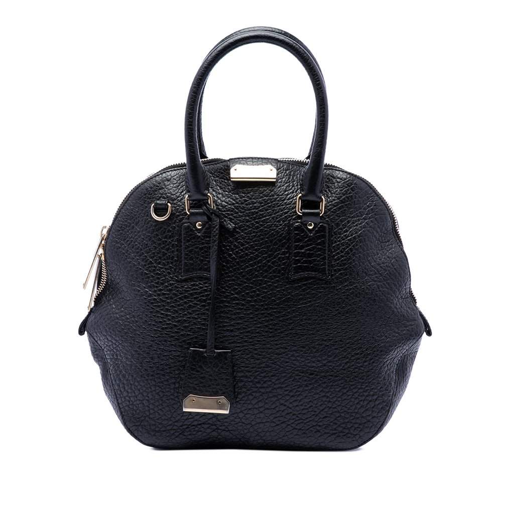 Burberry Large Grained Calfskin Heritage Orchard Bowling Bag Black Leather Very good condition - Front View