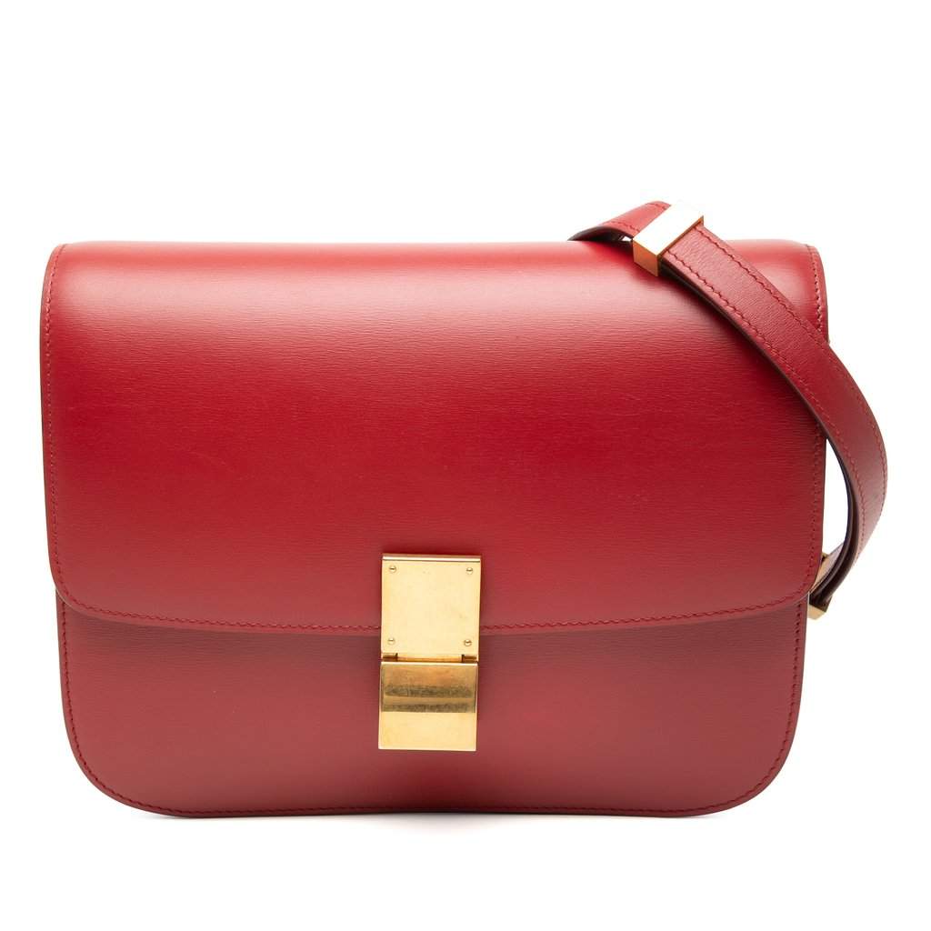 Celine Medium Calfskin Classic Box Red Leather Very good condition - Front View