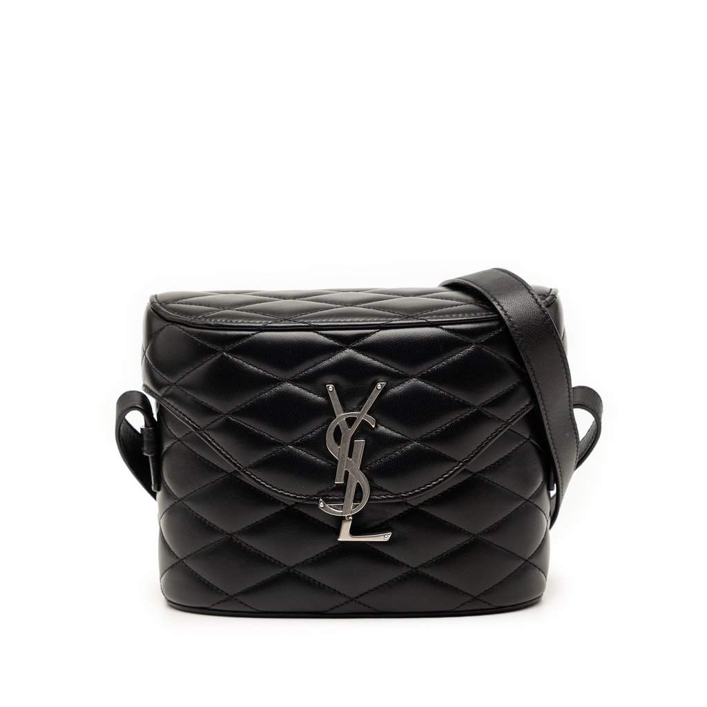 Saint Laurent Quilted Lambskin Monogram June Box Bag Black Leather Very good condition - Front View