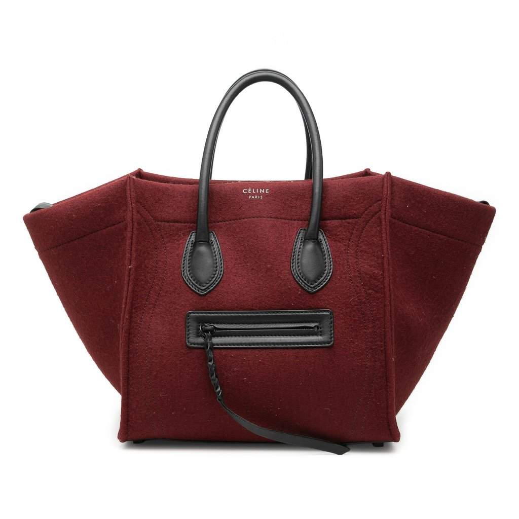 Celine Medium Felt Phantom Luggage Tote Red Very good - Front View