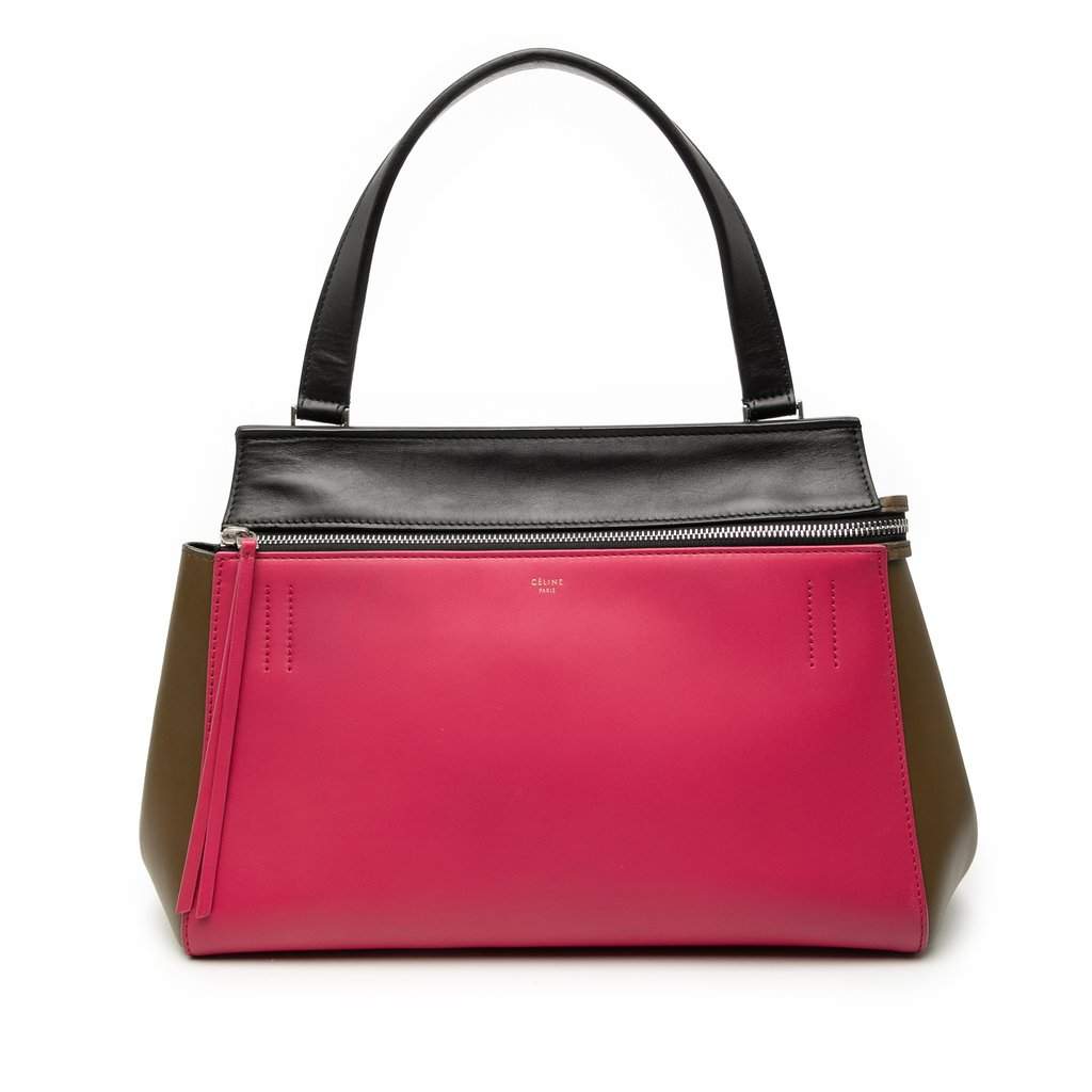 Celine Medium Tricolor Leather Edge Handbag Pink Leather Very good condition - Front View