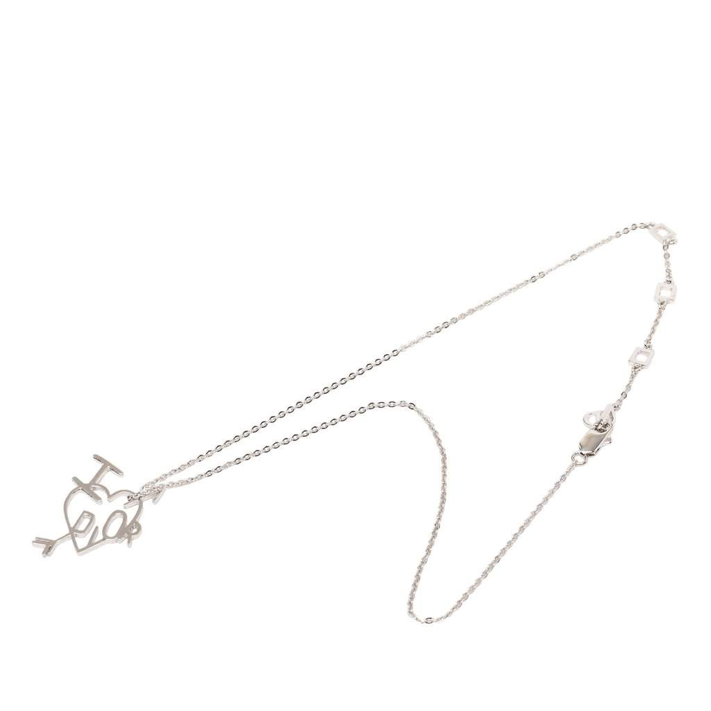 Dior Brass I Heart Dior Pendant Necklace Silver Metal Very good - Front View