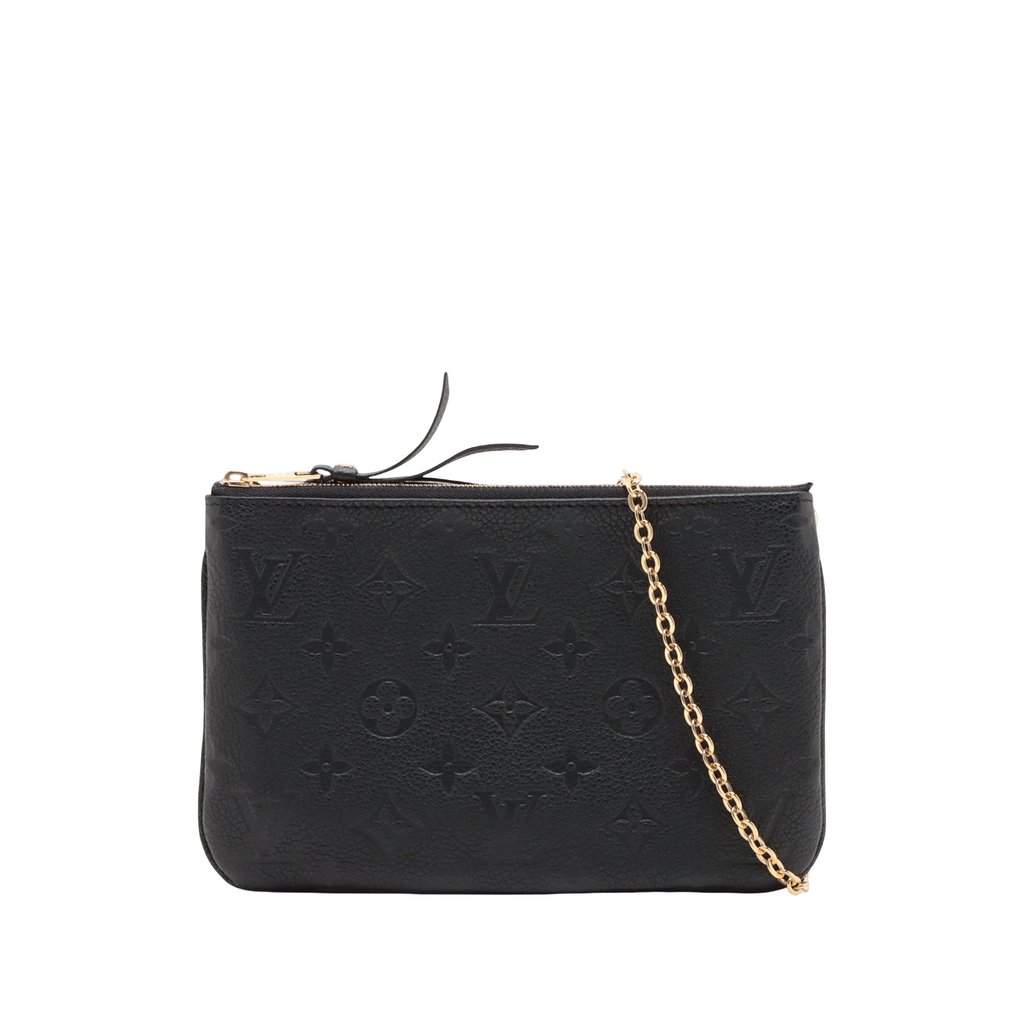 Louis Vuitton Monogram Empreinte Double Zip Pochette Black Leather Very good - Front View