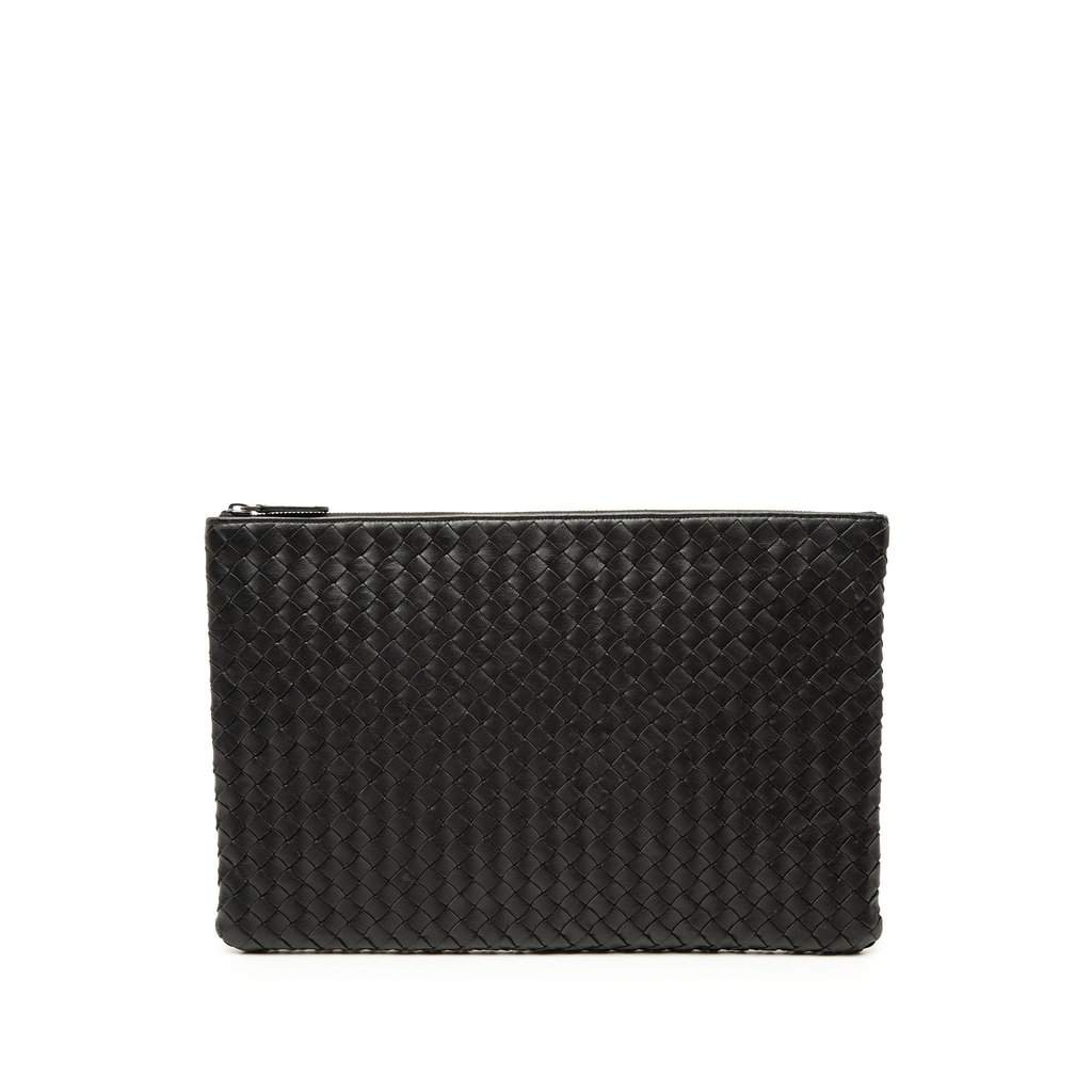 Bottega Veneta Nappa Intrecciato Clutch Black Leather Very good condition - Front View