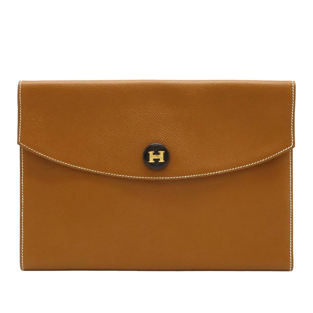 Hermès Courchevel Pochette Rio Brown Leather Very good condition - Front View