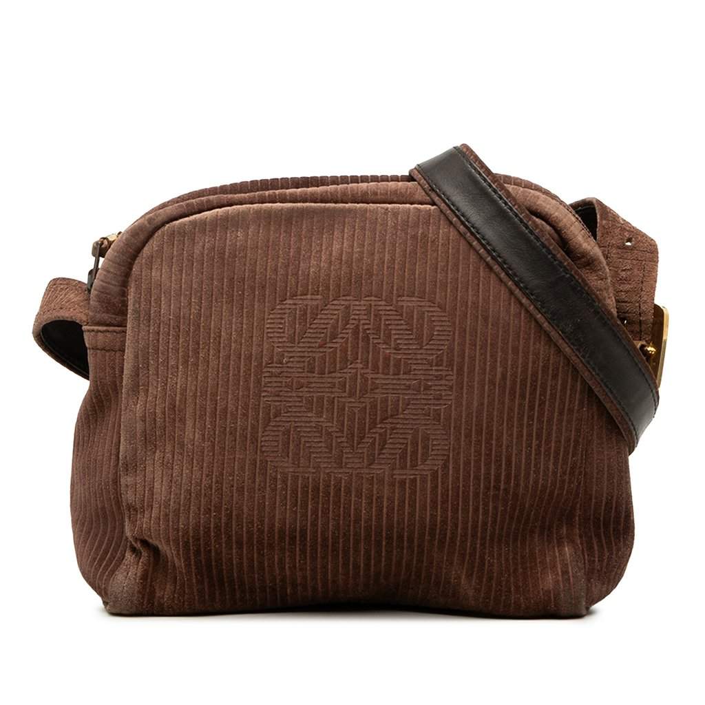 Loewe Corduroy Anagram Shoulder Bag Brown Very good - Front View