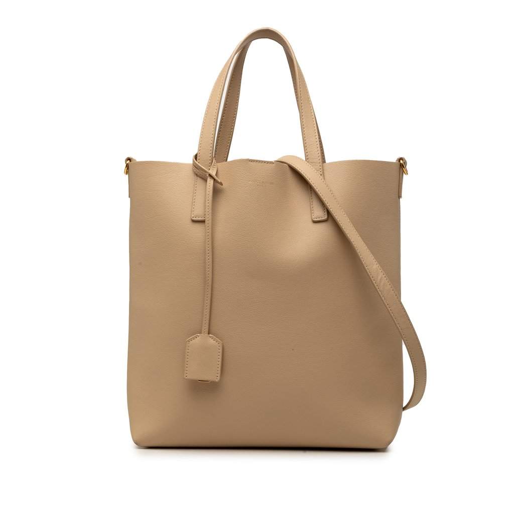 Saint Laurent Toy Leather North South Shopping Tote Beige Leather Very good - Front View