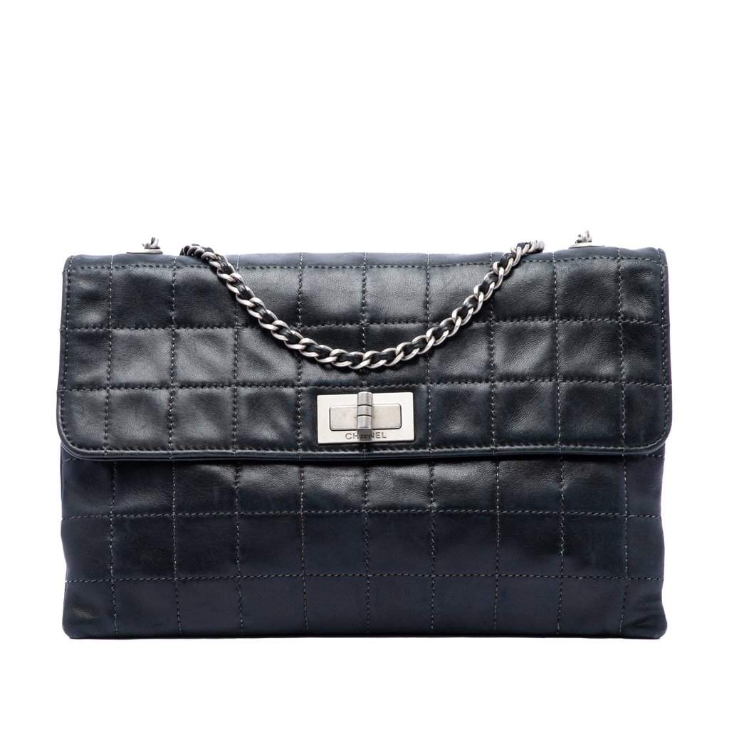 Chanel Chocolate Bar Lambskin Reissue 2.55 Chain Handbag Black Leather Very good - Front View