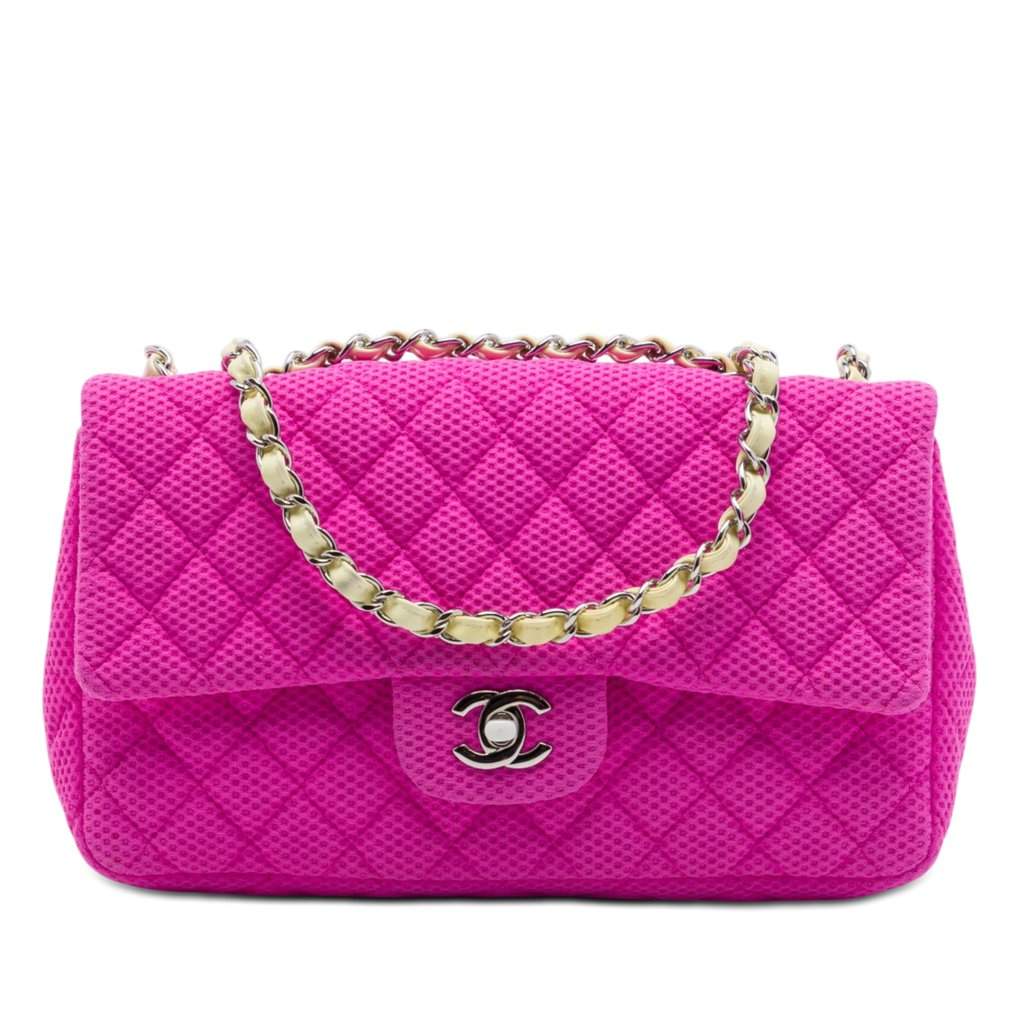 Chanel Medium Classic Mesh Single Flap Pink Very good - Front View