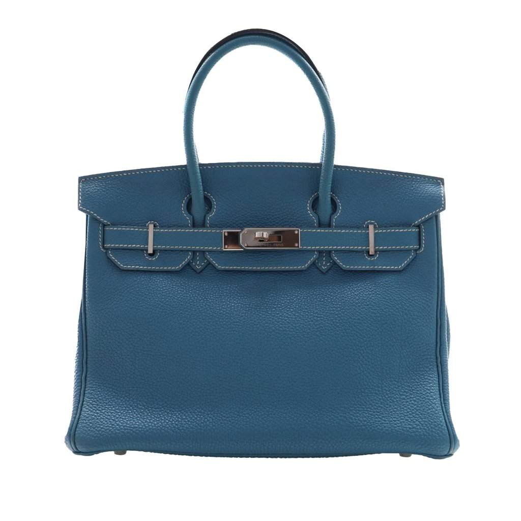 Hermès Togo Birkin Retourne 30 Blue Leather Very good - Front View