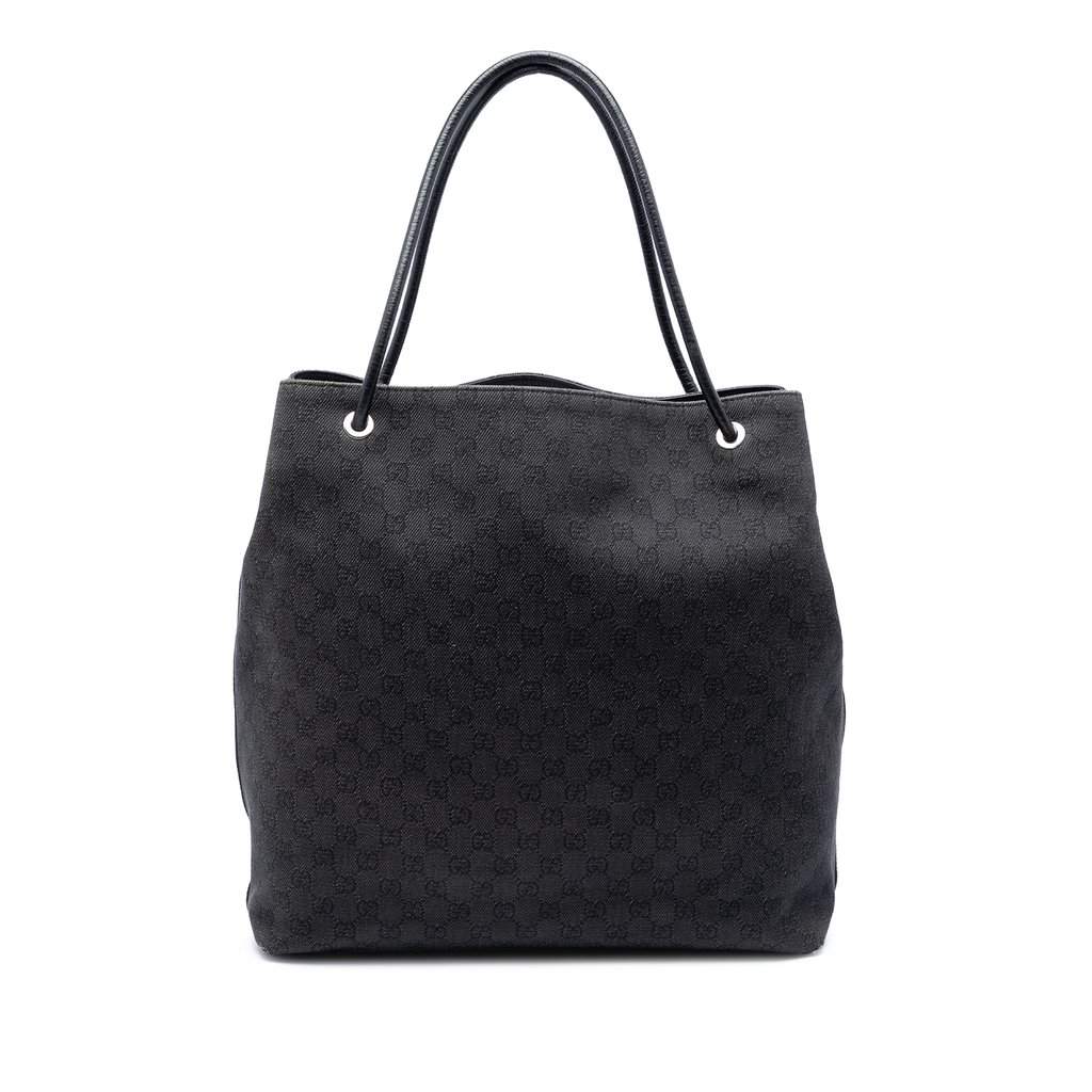 Gucci Large GG Denim Gifford Tote Black Very good condition - Front View