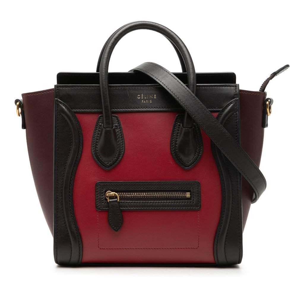 Celine Nano Tricolor Leather Luggage Tote Red Leather Very good - Front View