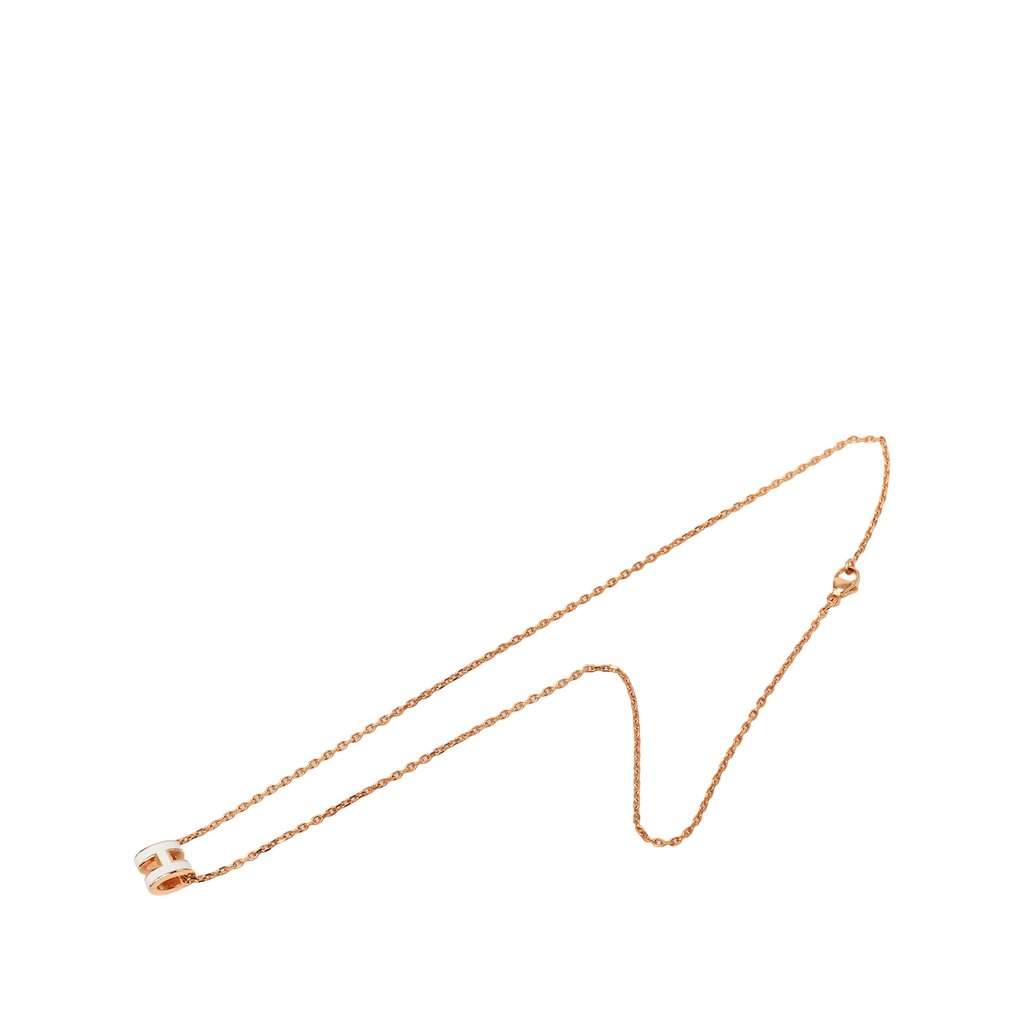Hermès Rose Gold Plated Enamel Mini Pop H Pendant Necklace Pink Metal Very good - Front View