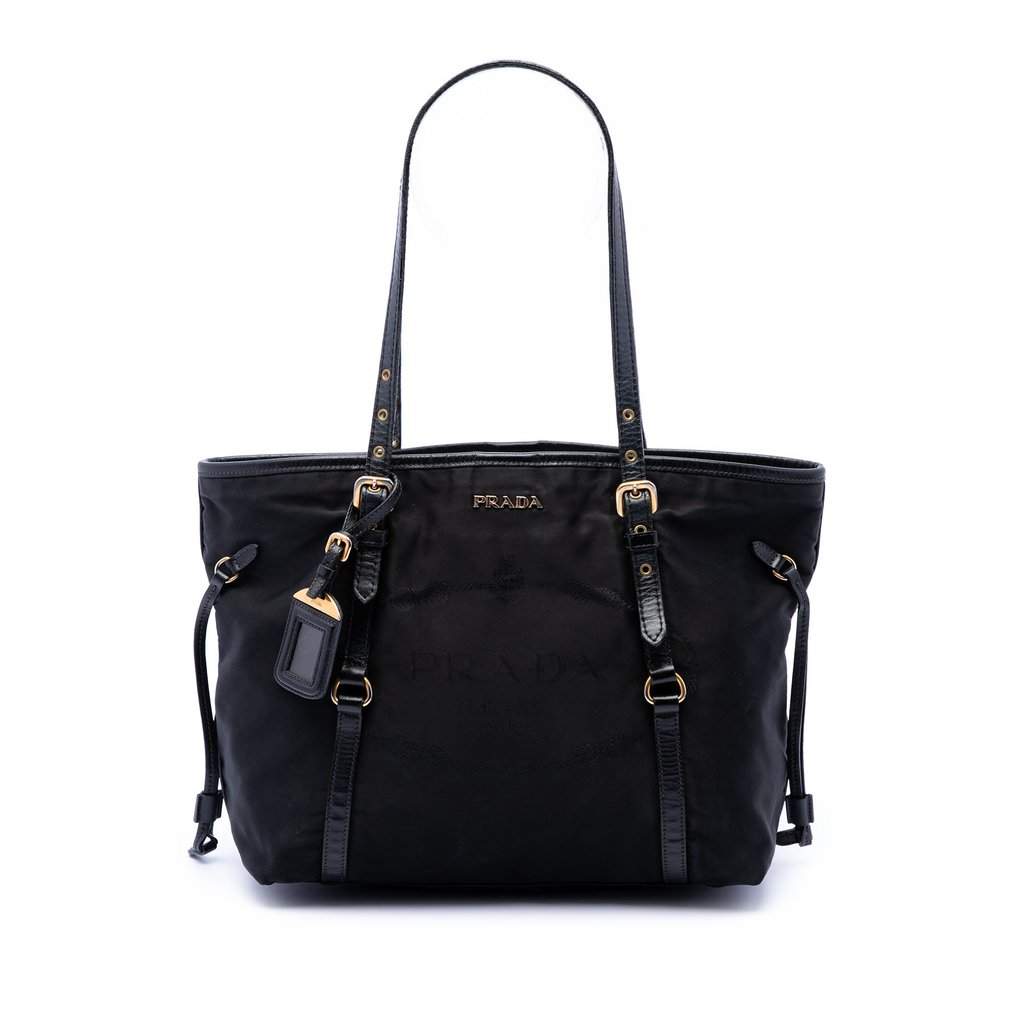 Prada Tessuto Canapa Logo Tote Black Very good - Front View