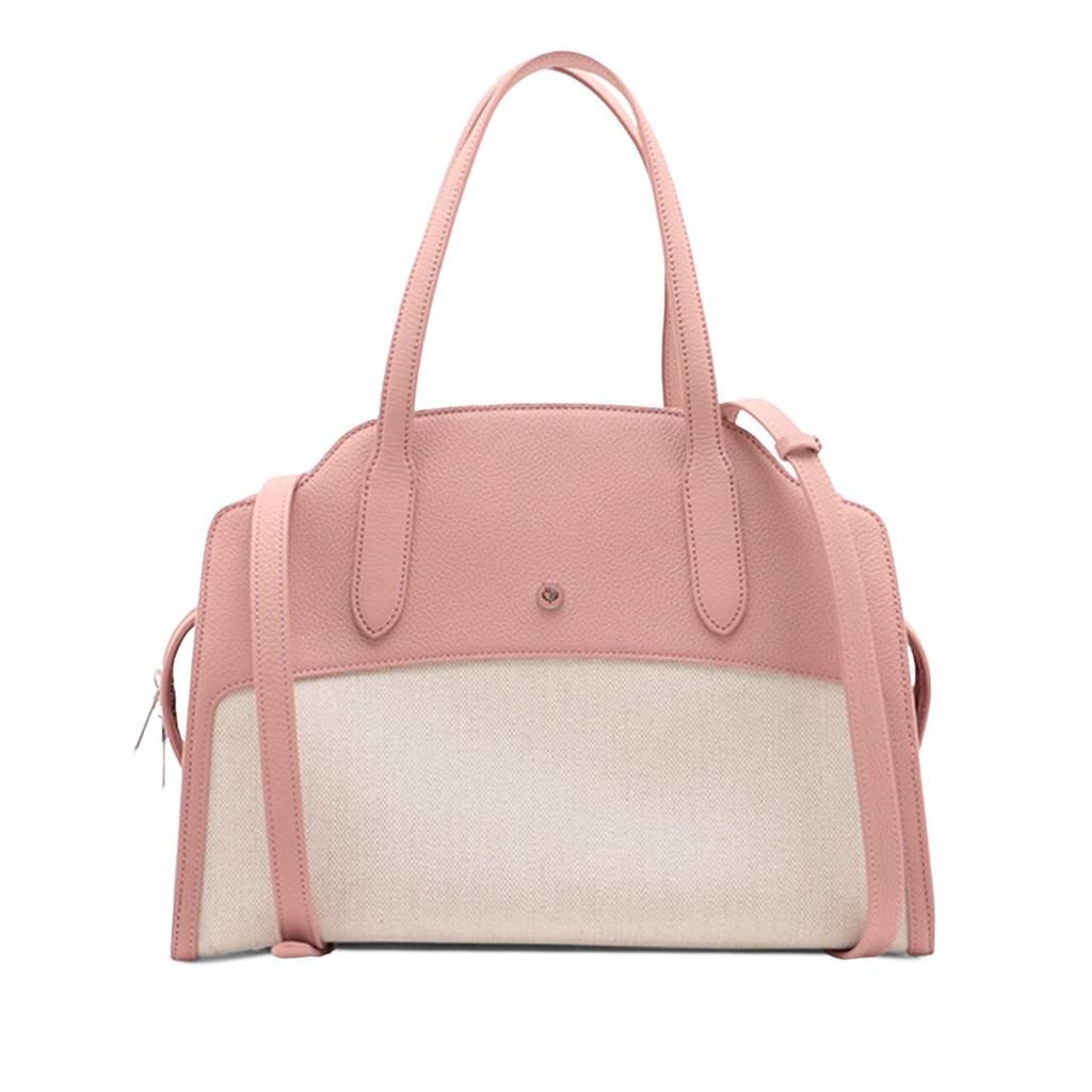 Loro Piana Canvas and Grained Calfskin Sesia Satchel Pink Very good condition - Front View