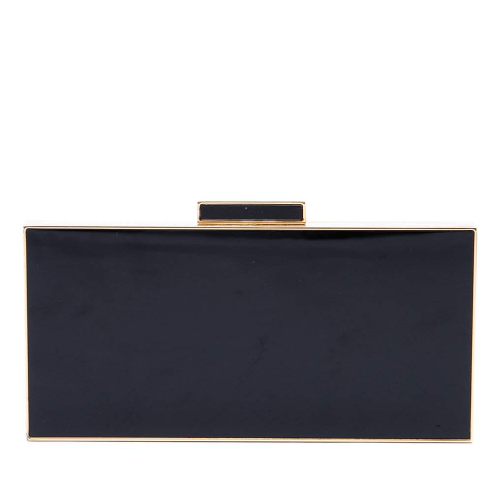 Saint Laurent Acrylic Box Minaudiere Clutch Black Plastic Very good - Front View