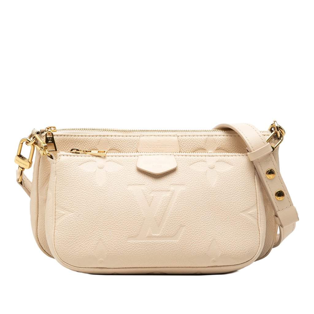 Louis Vuitton エンボス クッション クリーム色 Louis Vuitton Monogram Giant Empreinte Multi Pochette Access