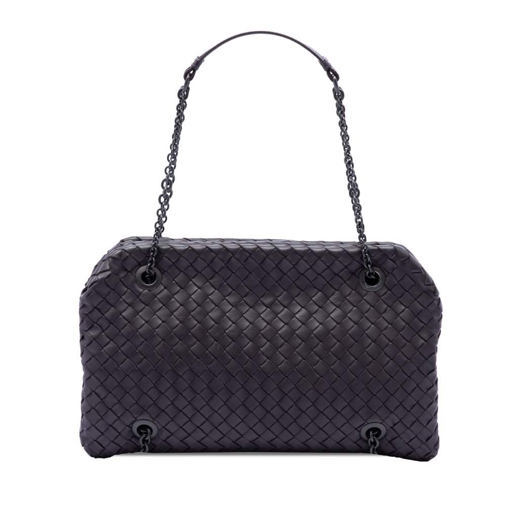 Bottega Veneta Nappa Intrecciato Duo Shoulder Bag Purple Leather Very good condition - Front View