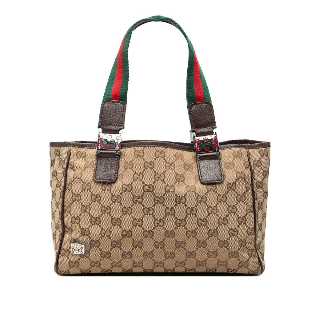 Gucci GG Canvas Web Pop Tote Beige Very good - Front View