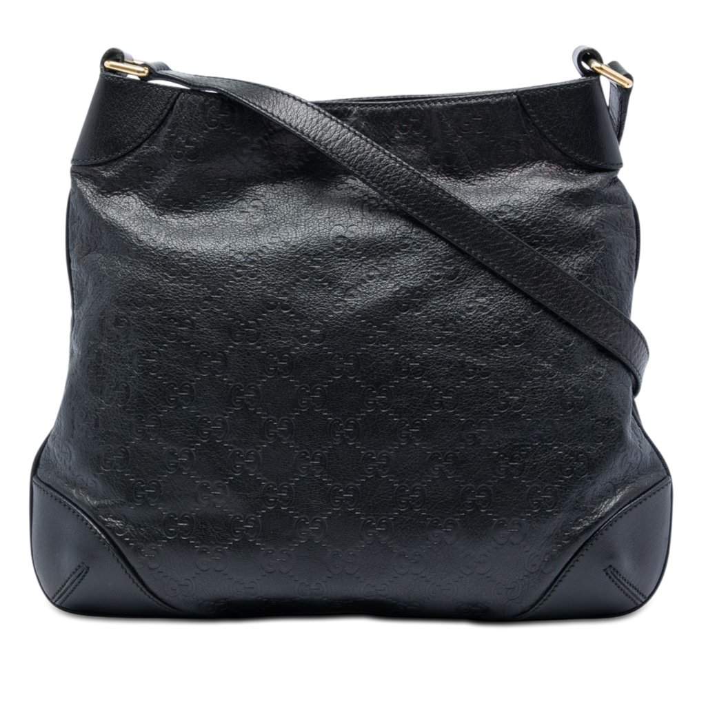 Gucci Guccissima Shoulder Bag Black Leather Very good condition - Front View
