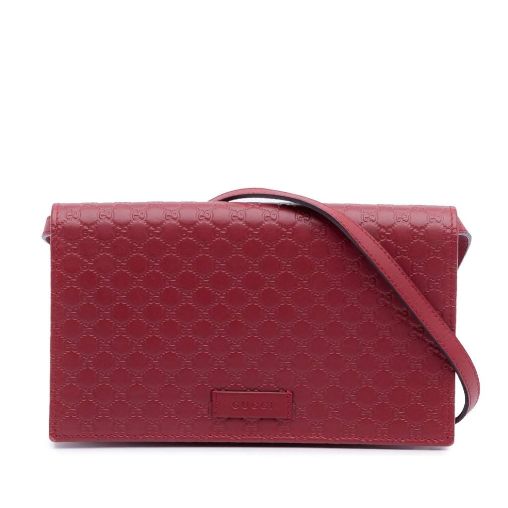 Gucci Microguccissima Wallet on Strap Red Leather Very good condition - Front View