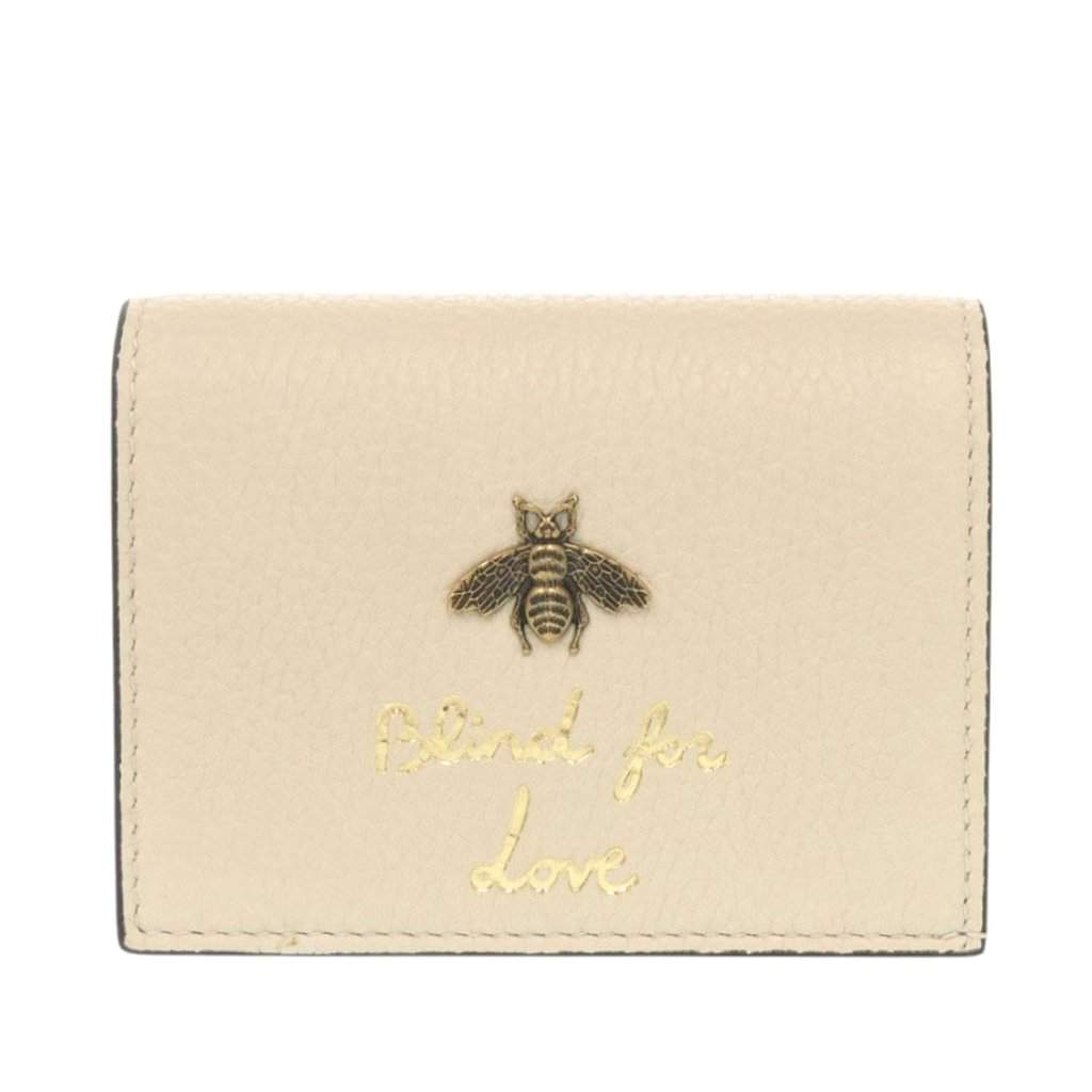 Gucci Calfskin Blind for Love Compact Wallet White Leather Very good - Front View