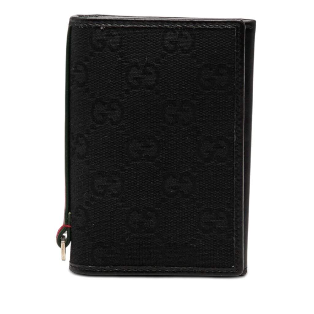 Gucci GG Canvas Web Bifold Card Holder Black Very good condition - Front View