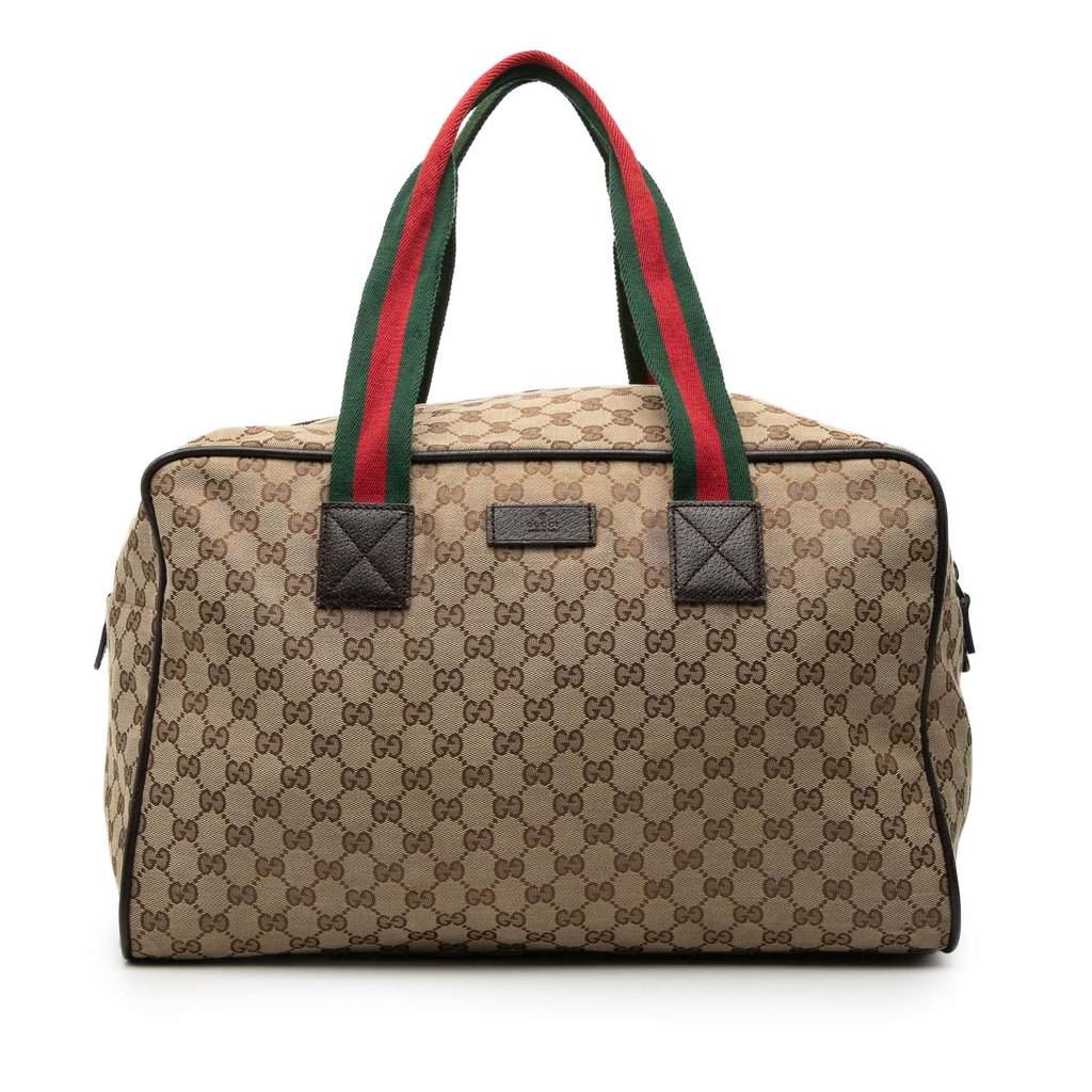 Gucci GG Canvas Web Duffle Bag Beige Very good condition - Front View