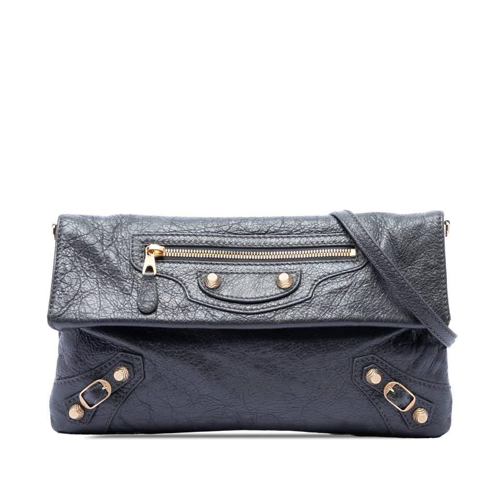 Balenciaga Lambskin Motocross Giant 12 Envelope Clutch With Strap Green Leather Very good condition - Front View