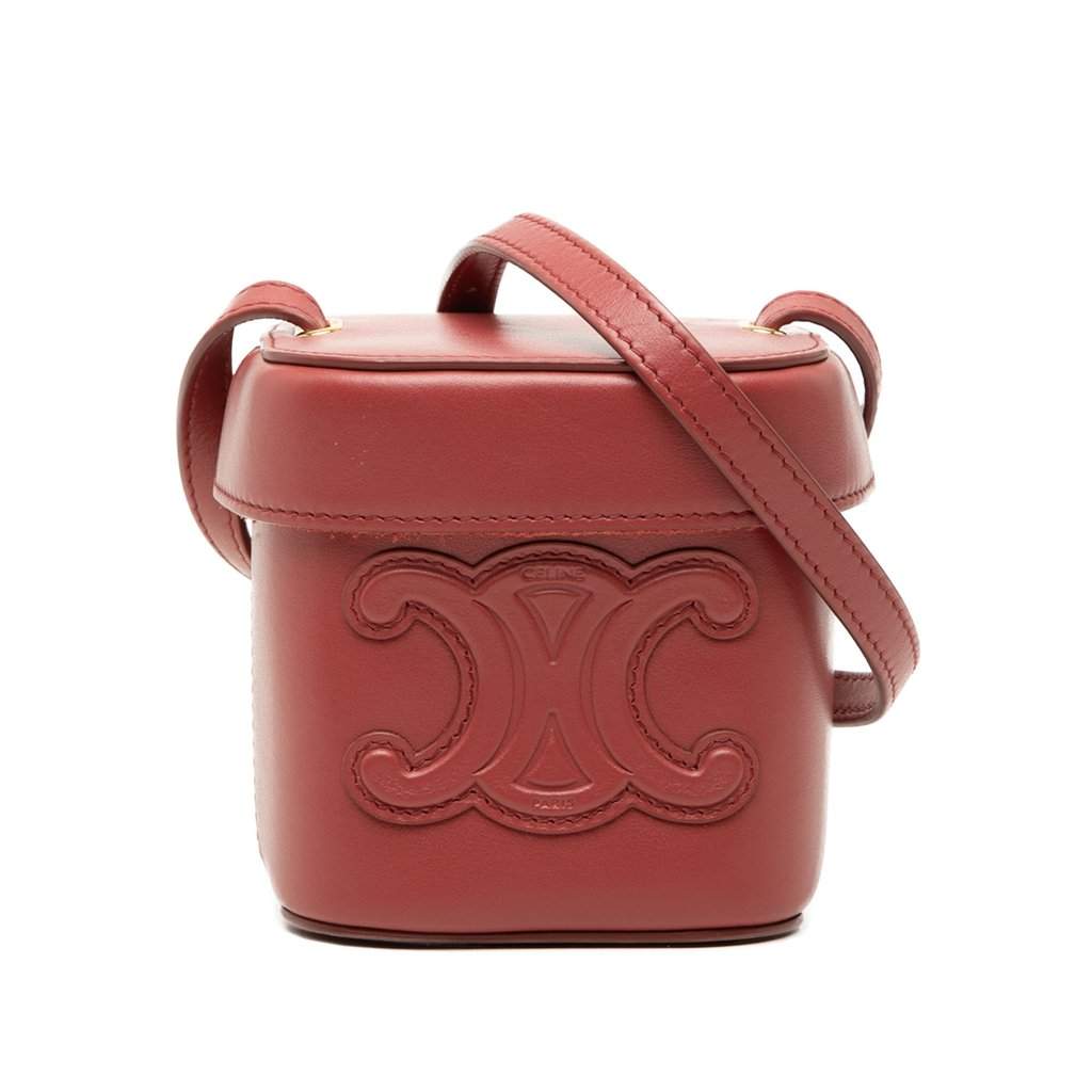 Celine Small Calfskin Cuir Triomphe Box Bag Red Leather Very good condition - Front View