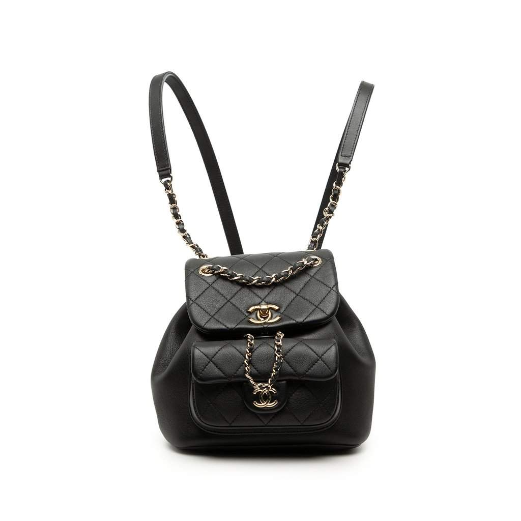 Chanel Small Lambskin Duma Backpack Black Leather Very good condition - Front View