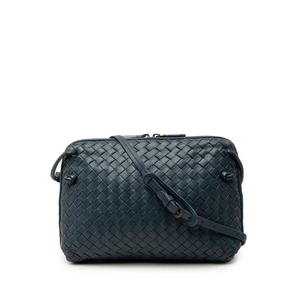 Bottega Veneta Nappa Intrecciato Nodini Crossbody Blue Leather Very good - Front View