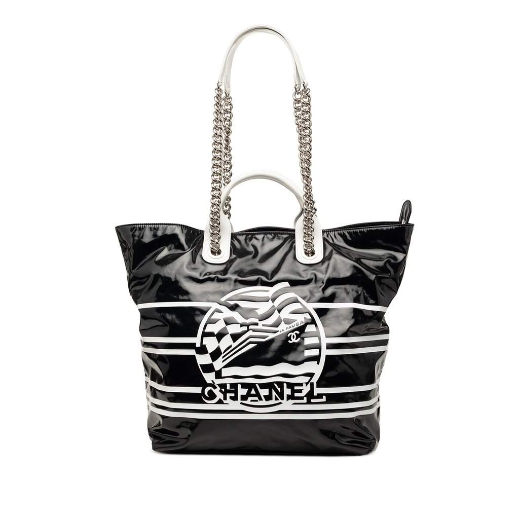 Chanel Coated Canvas La Pausa Bay Shopping Satchel Black Very good condition - Front View