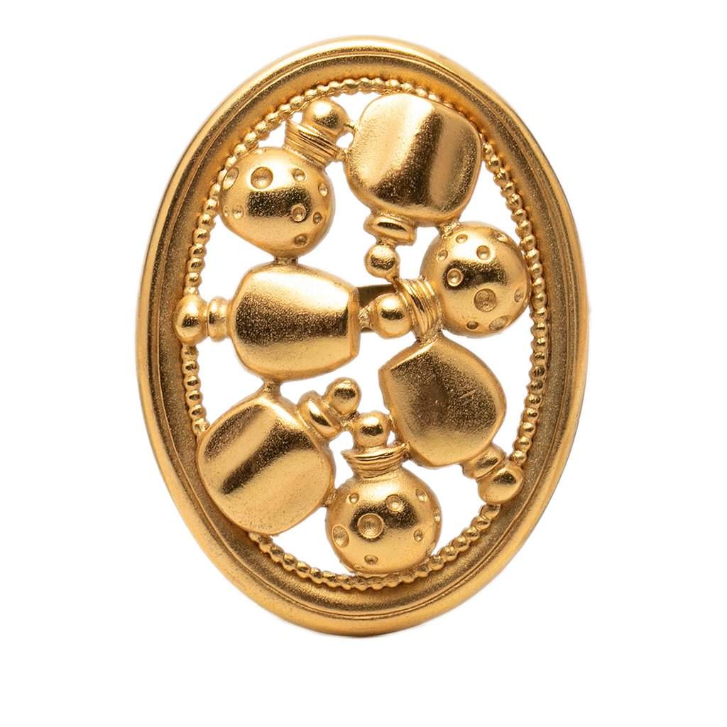 Dior Gold Plated Perfume Bottle Brooch Gold Metal Very good condition - Front View