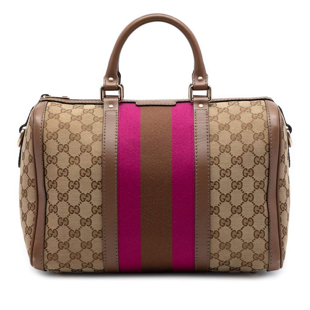 Gucci Medium GG Canvas Web Joy Boston Bag Beige Good condition - Front View