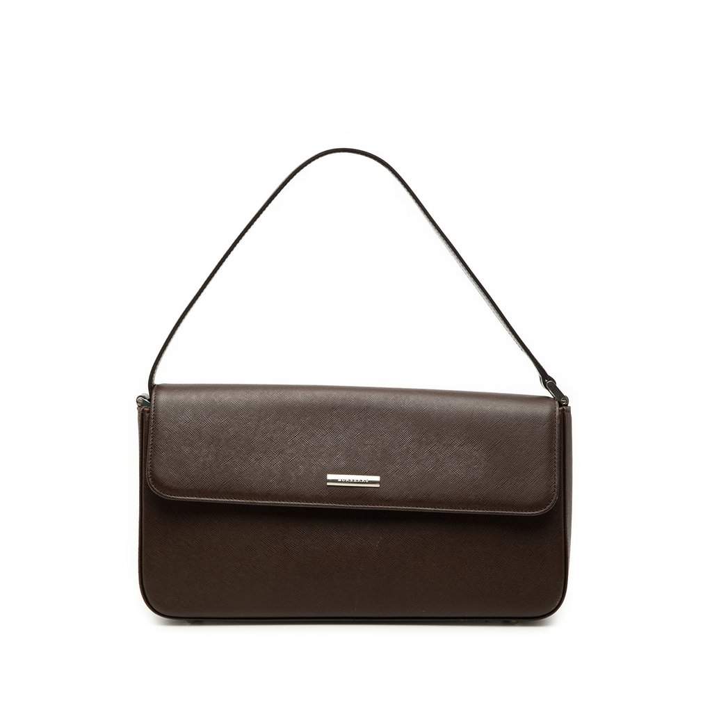 Burberry Leather Flap Shoulder Bag Brown Leather Very good condition - Front View