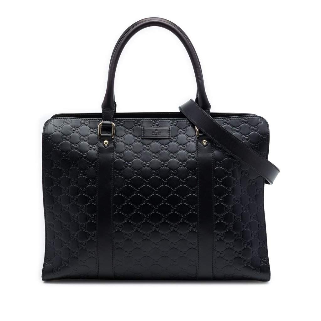 Gucci Medium Guccissima Briefcase Black Leather Very good - Front View
