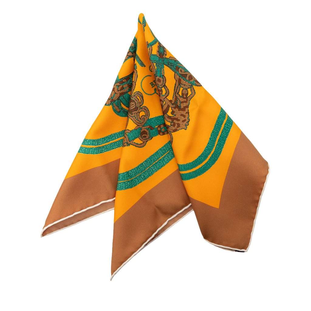 Hermès Brides De Gala Brode Main Silk Pocket Scarf 45 Brown Very good - Front View