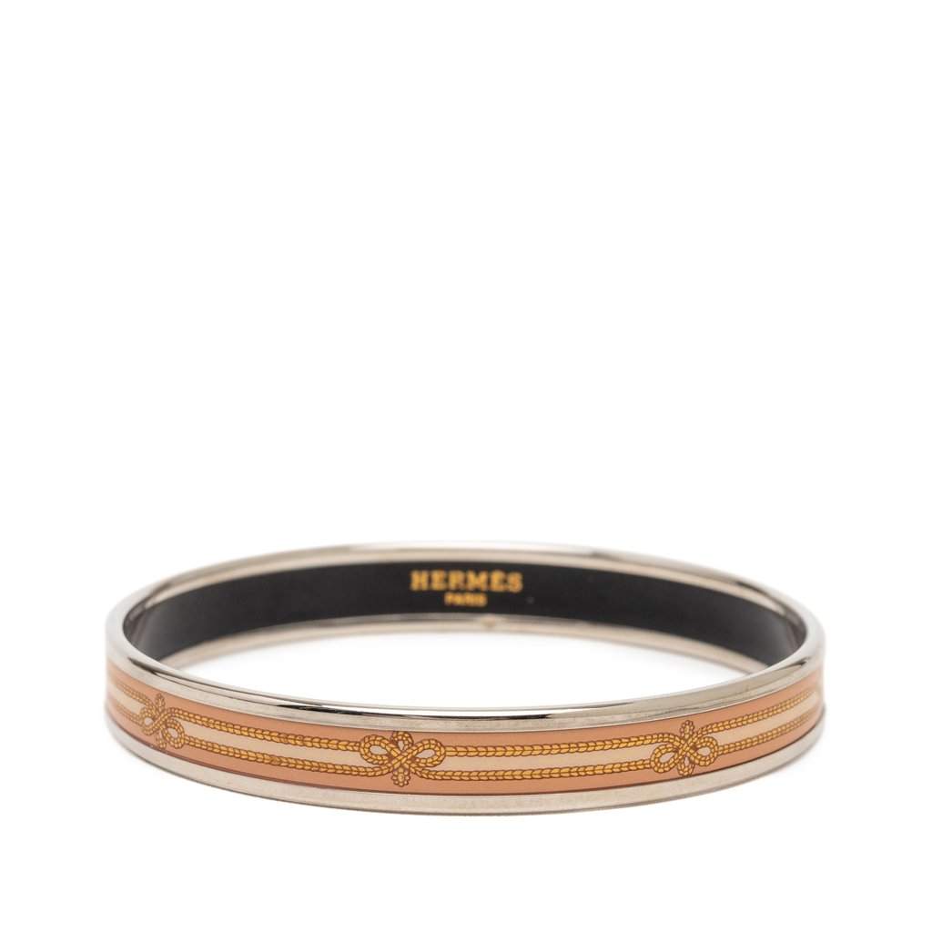 Hermès Narrow Enamel Intertwined Rope Bangle 62 Pink Very good condition - Front View
