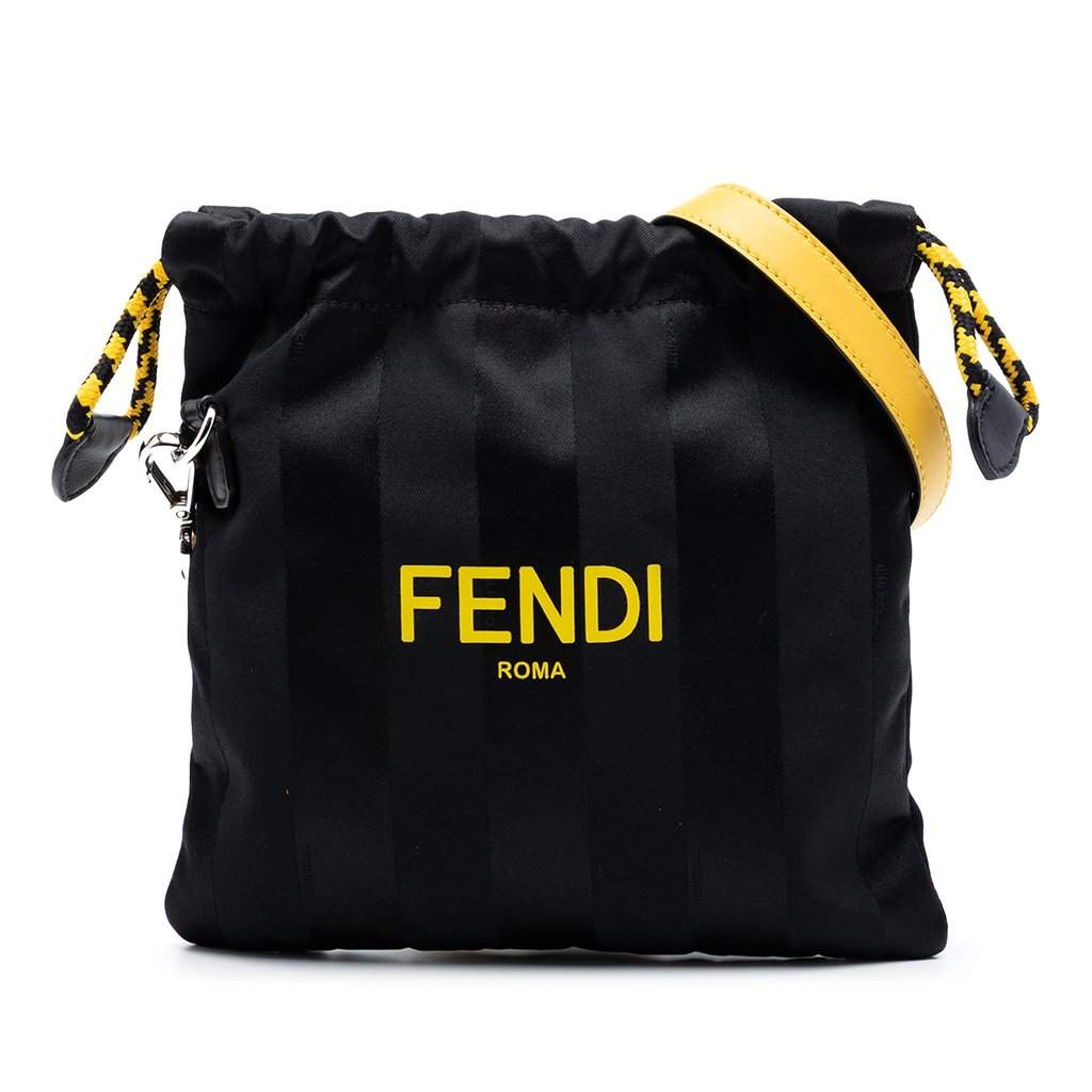 Fendi Small Pequin Nylon Pack Pouch Crossbody Black Very good - Front View
