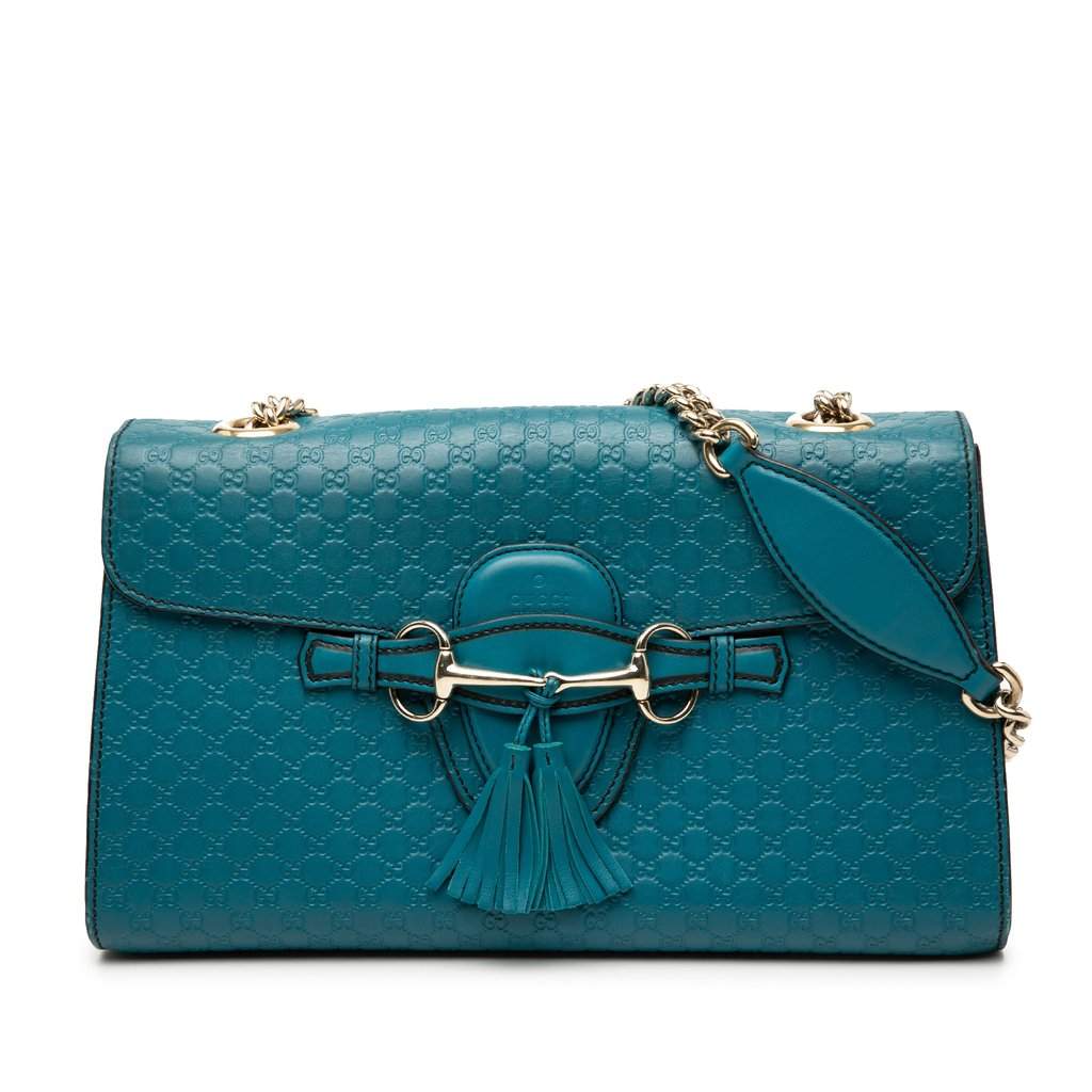 Gucci Medium Microguccissima Emily Shoulder Bag Blue Leather Very good - Front View