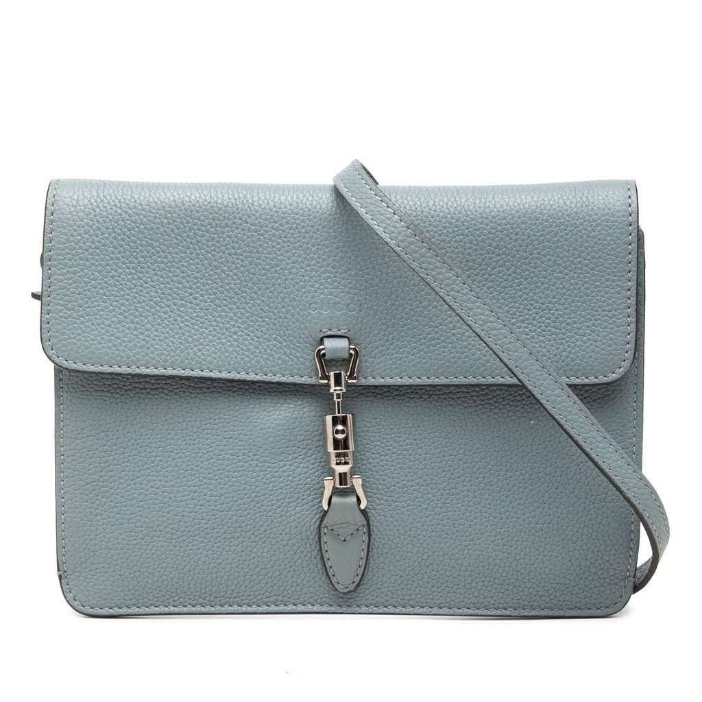 Gucci Calfskin Soft Jackie Convertible Crossbody Blue Leather Very good - Front View