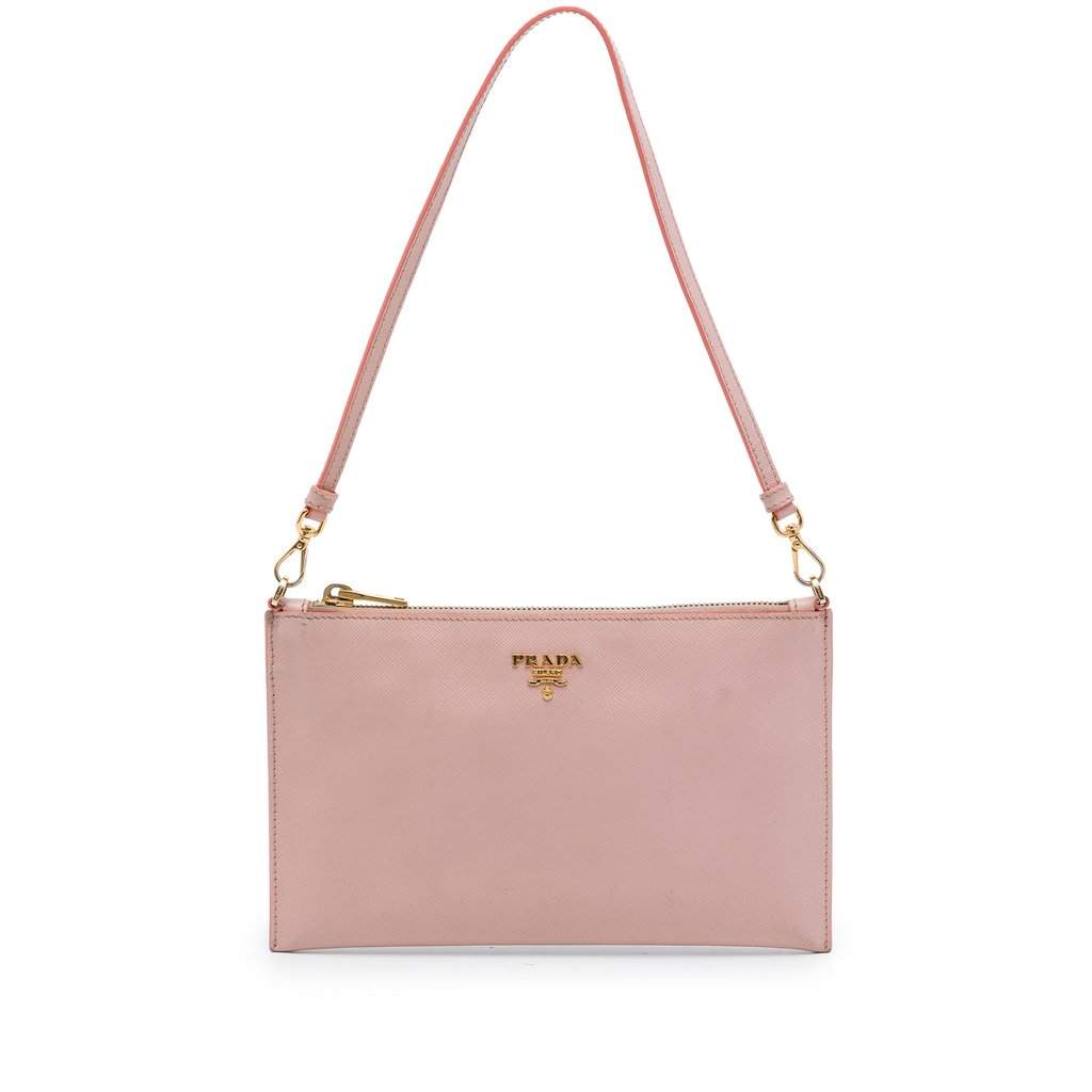 Prada Saffiano Lux Pochette Pink Leather Very good - Front View