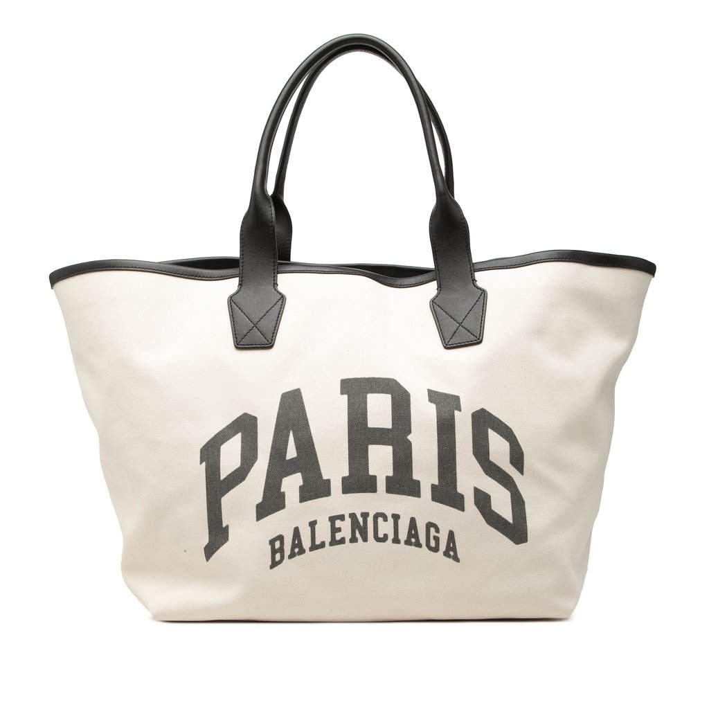 Balenciaga Large Canvas Cities Paris Jumbo Tote Brown Very good - Front View
