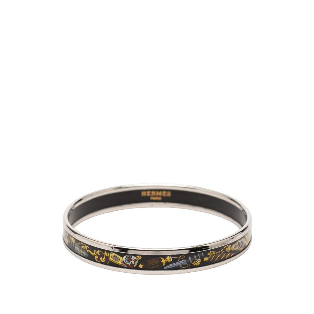 Hermès Narrow Qu Importe Le Flacon Enamel Bangle 62 Black Very good condition - Front View